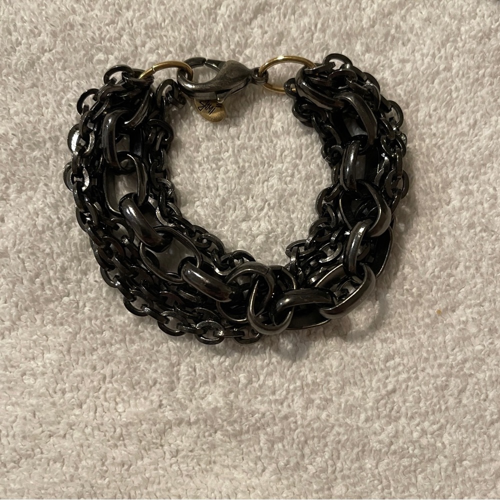 Black & Gray Metal Chain links Bracelet by Jodi different size Chain Bracelet.